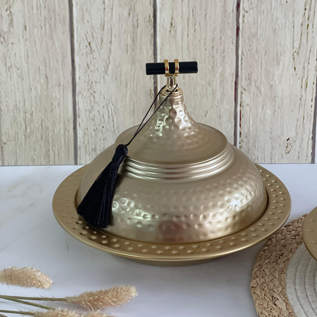 Tagine en métal doré 24x20cm