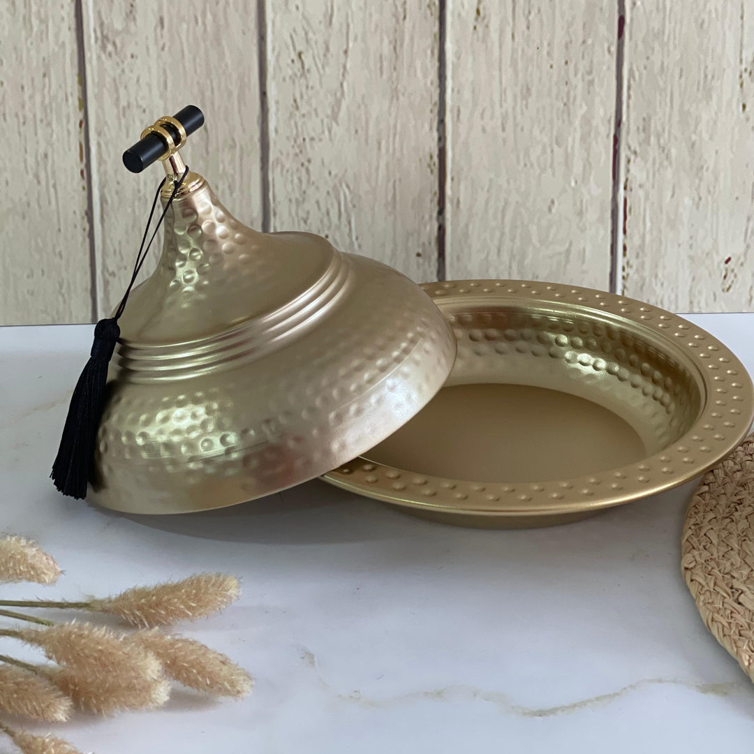 Tagine en métal doré 24x20cm