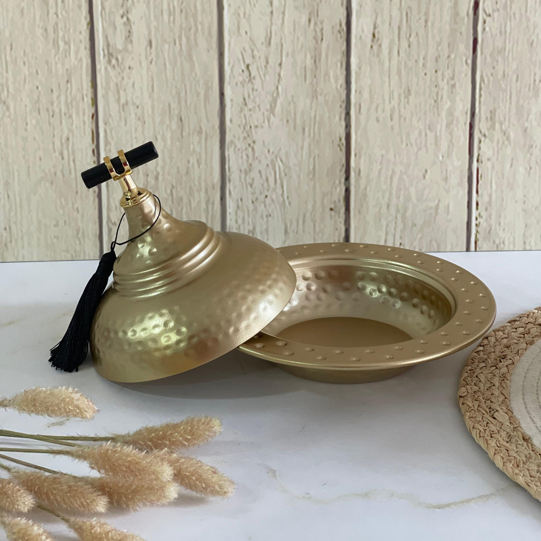 Tagine en métal doré 20x18cm