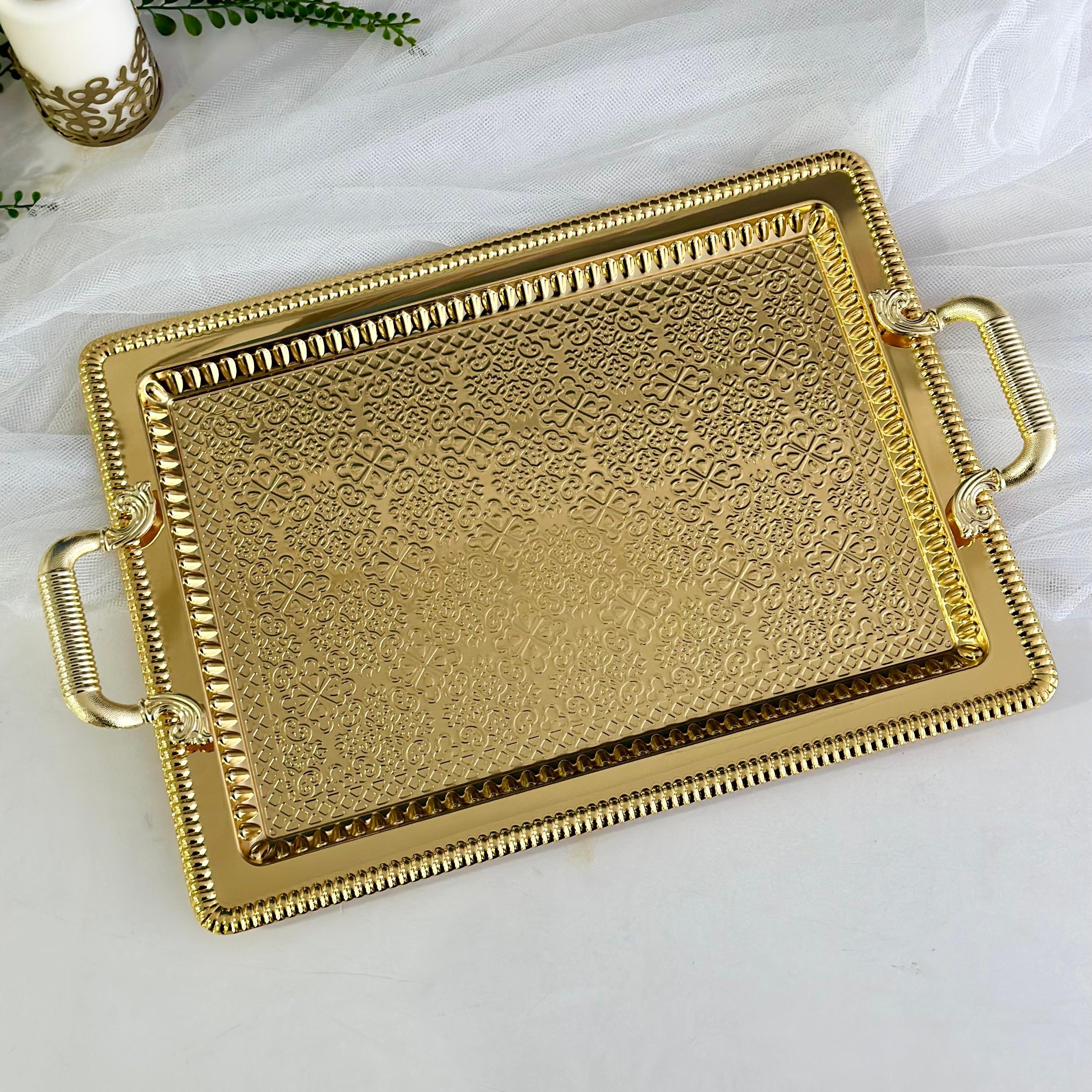 Grand Plateau Service Rectangulaire 40×30 Cm Avec Poignées – Incassable Multifonction Cuisine & Déco