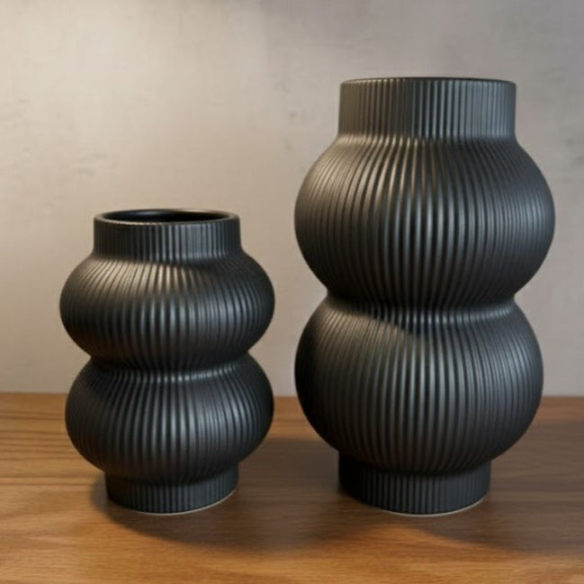 Set 2 vases noir 17cm + 25cm