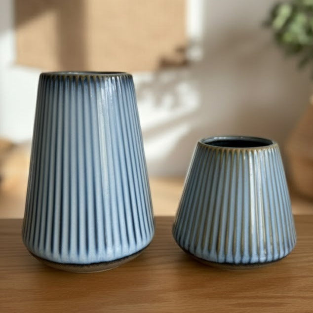 Set 2 vases bleu 12cm + 18cm