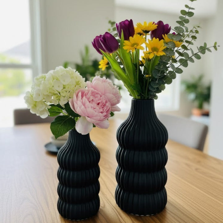 Set 2 vases noir 20cm + 25cm