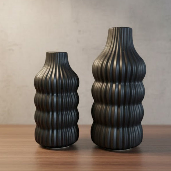 Set 2 vases noir 20cm + 25cm