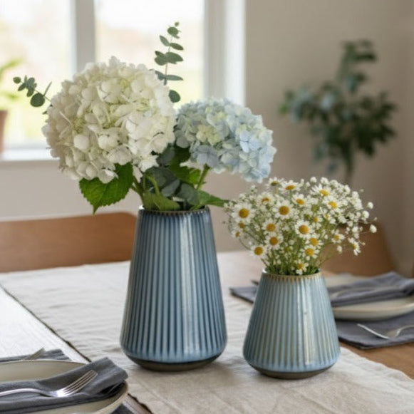 Set 2 vases bleu 12cm + 18cm