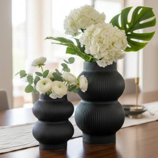 Set 2 vases noir 17cm + 25cm