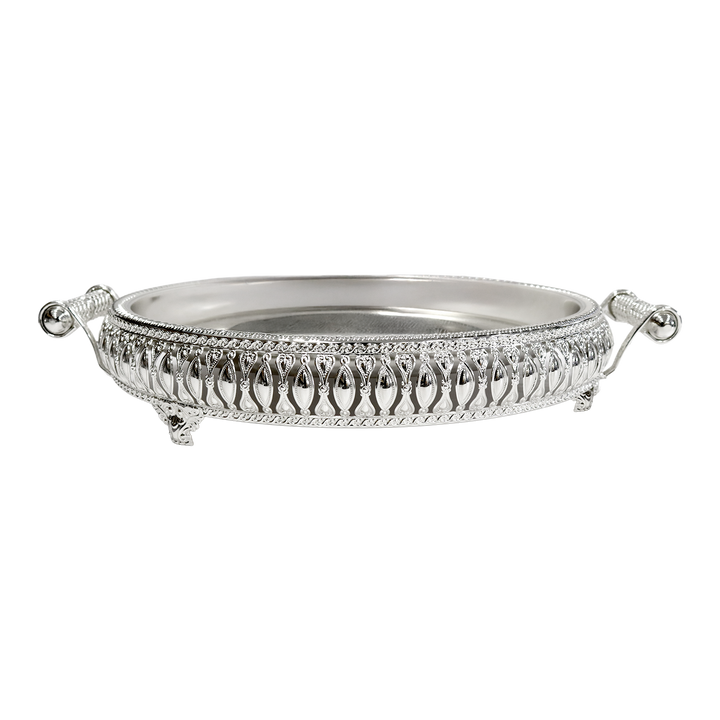 Plateau rond en métal argenté 40cm