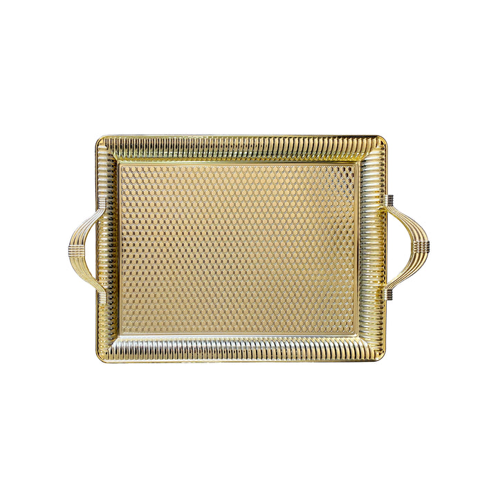 Plateau rectangulaire en métal doré 35x25cm