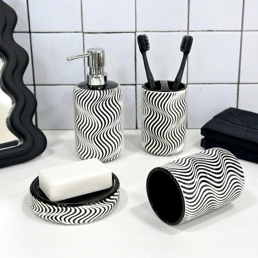 Accessoires Salle de Bain 4pcs Zebra