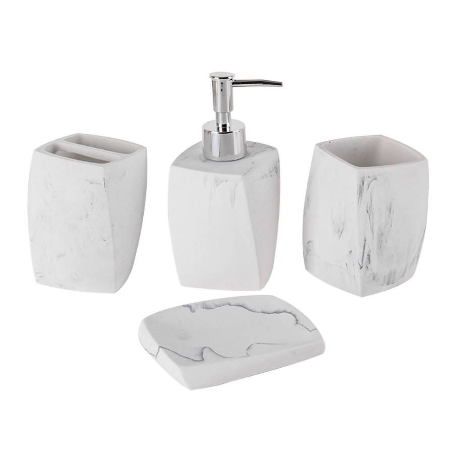 Set accessoires salle de bain en céramique marbré 4pcs