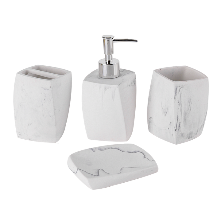 Set accessoires salle de bain en céramique marbré 4pcs