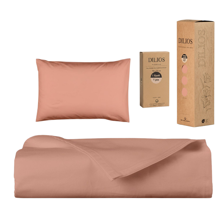 Set drap plat 150x260cm + 1 taie d'oreiller 50x70cm en coton