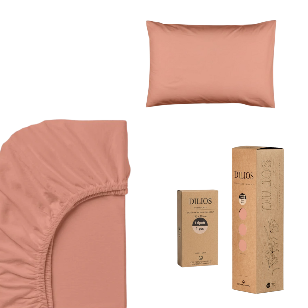 Set drap housse 90x200x25cm + 1 taie d'oreiller 50x70cm en coton