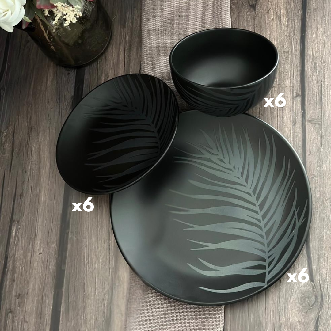 Service de table 18pcs noir plume