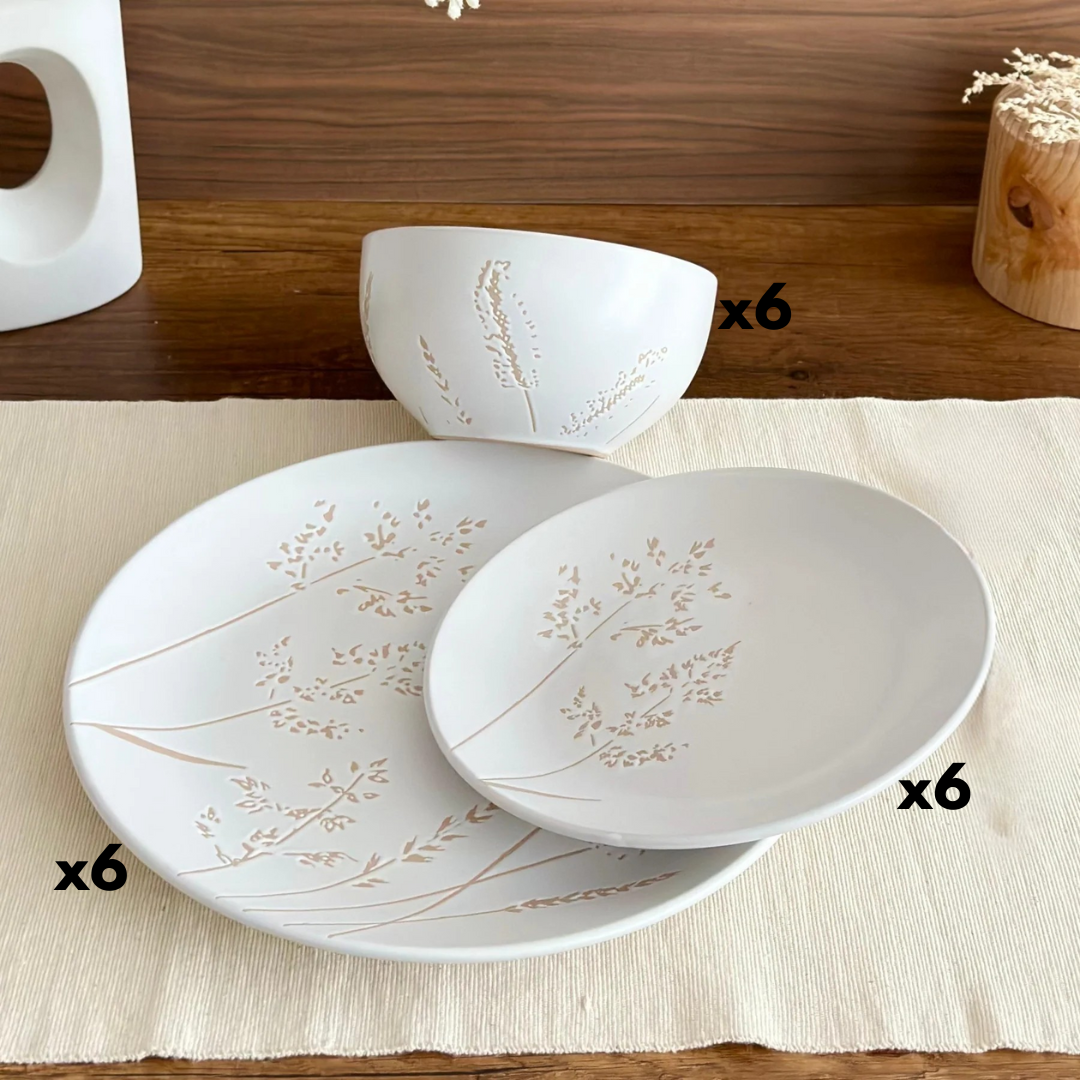 Service de table 18pcs blanc fleur