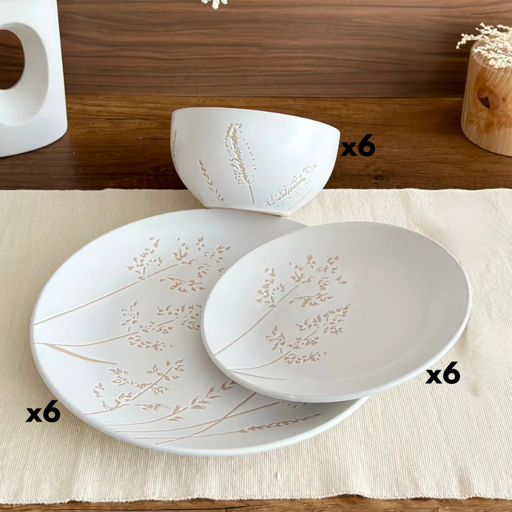 Service de table 18pcs blanc fleur