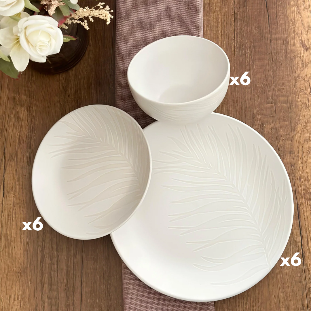 Service de table 18pcs blanc plume