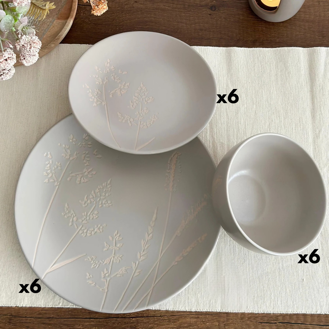 Service de table 18pcs beige fleur