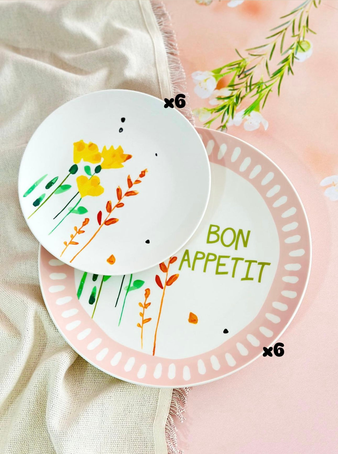 Set 6 plats 26cm + 6 assiettes 19cm