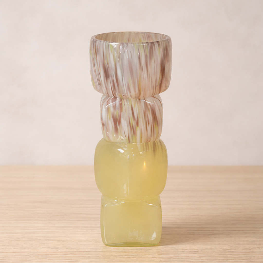 Vase décoratif en verre forme cubes 41x11cm