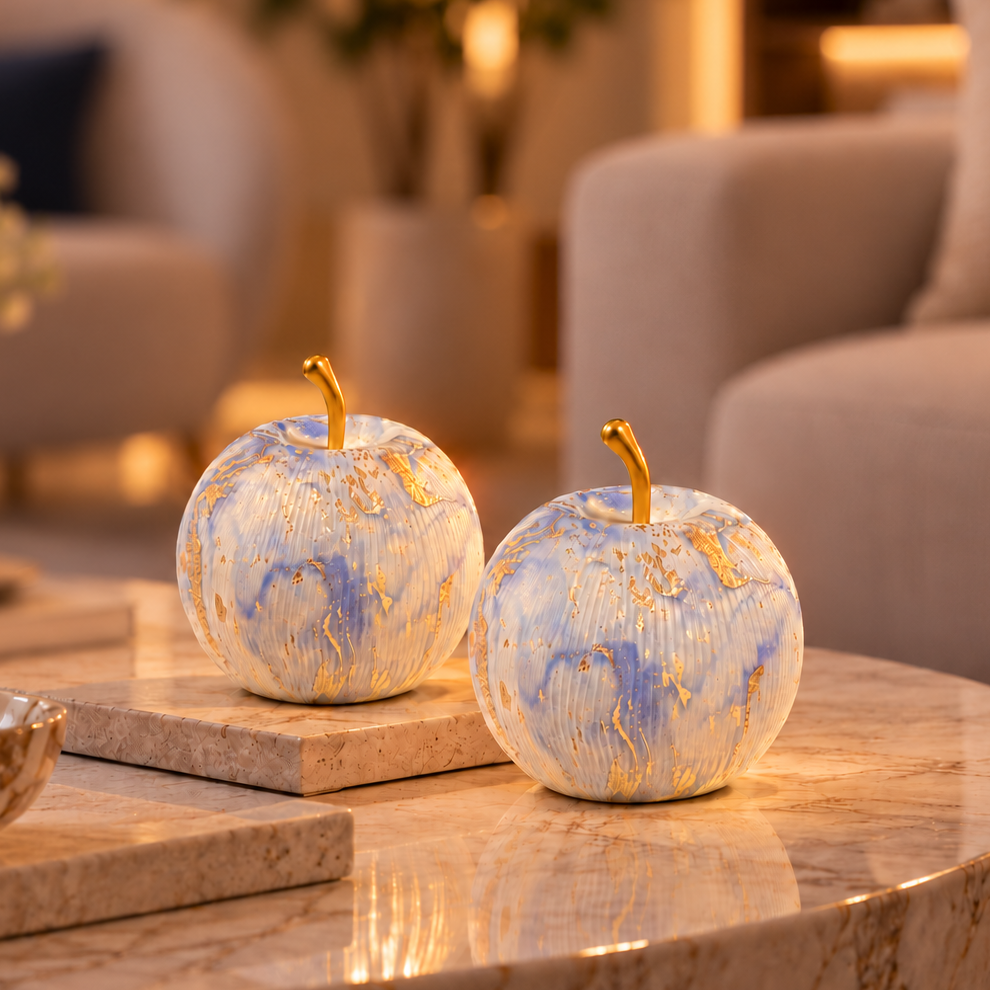 Set 2 lampes en verre forme de pomme 17cm