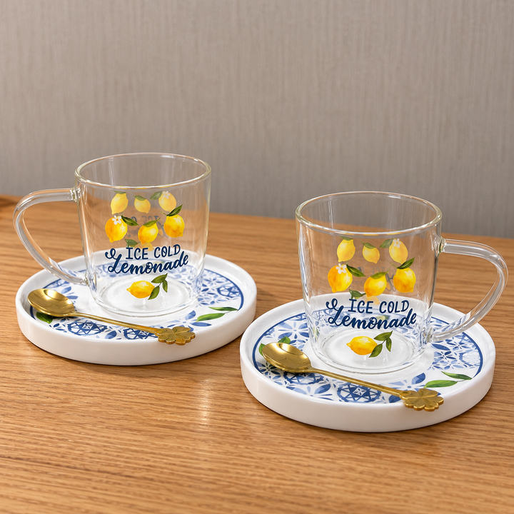 Coffret 2 verres 350ML + 2 sous verres 15cm + 2 cuillères
