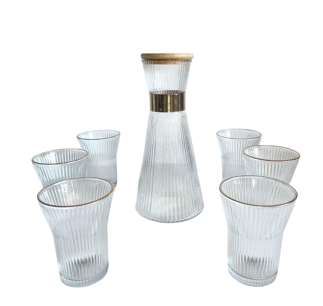 Set carafe en verre 1L + 6 verres à jus