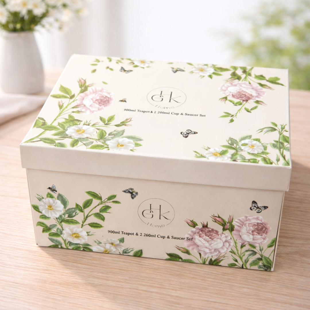 Coffret théière 900ML + 2 tasses 260ML + 2 sous tasses 15cm