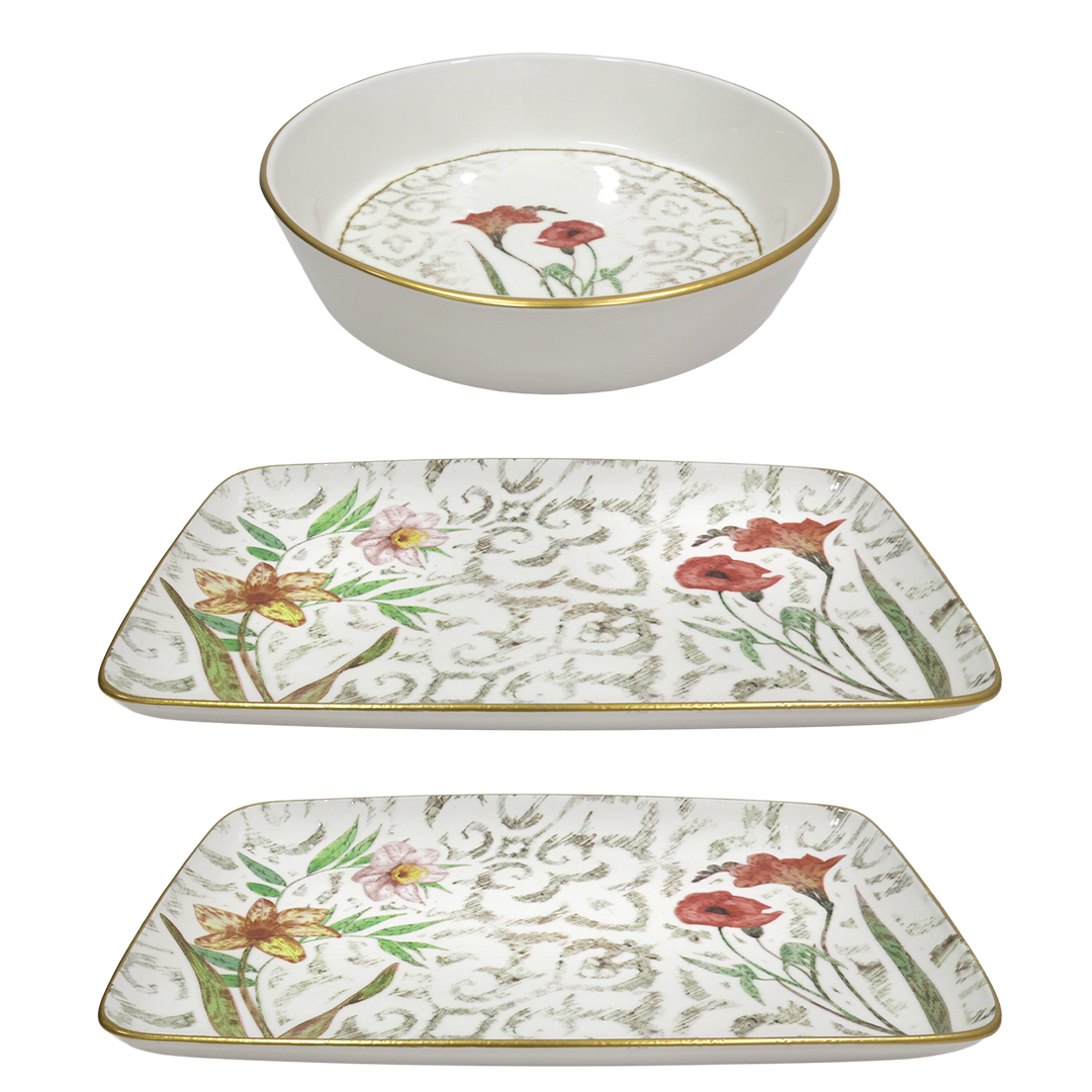 Set 2 assiettes rectangulaire 33cm + saladier 22cm