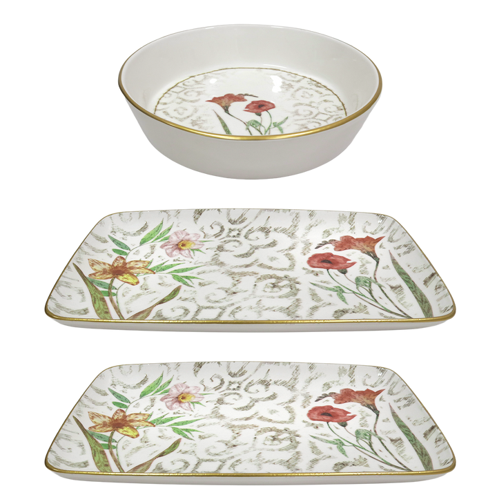 Set 2 assiettes rectangulaire 33cm + saladier 22cm