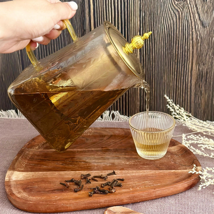 Set 2 théières en verre dorée 550ML + 950ML