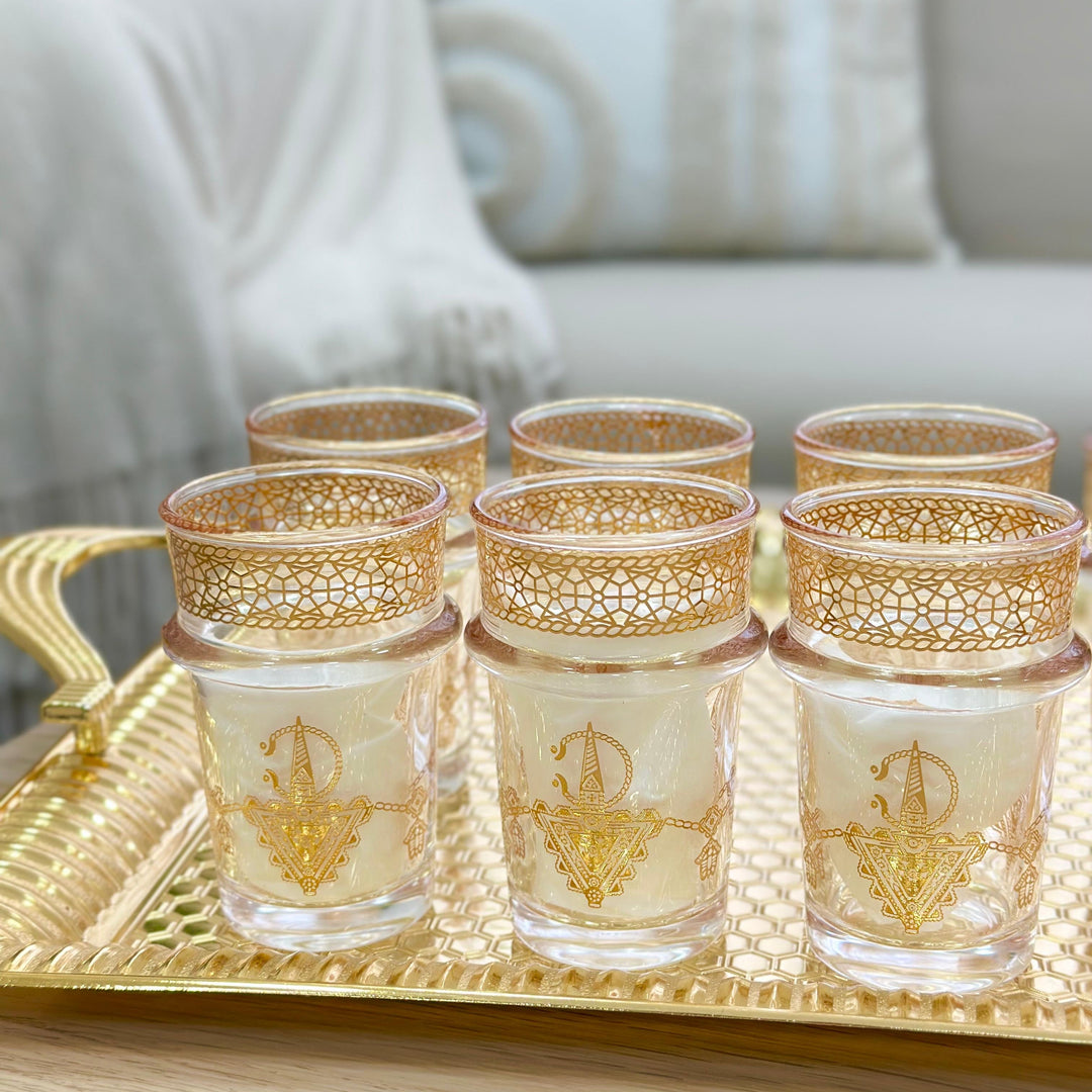12 verres à thé dorés "Tazerzit"