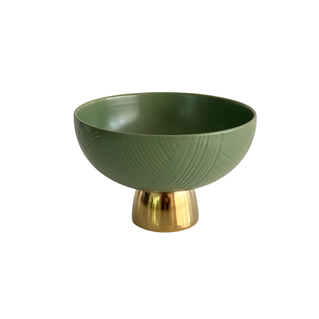 Coupe vert clair avec pied doré 14,50x19,50cm