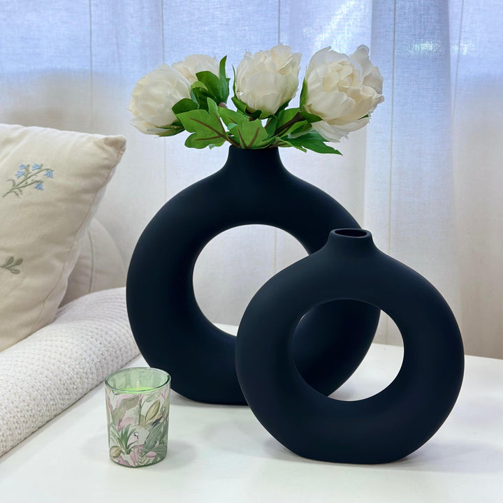 Vase en céramique noir 23cm