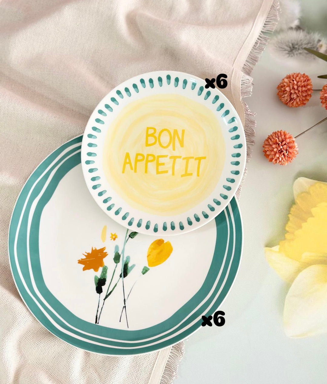 Set 6 plats 26cm + 6 assiettes 19cm