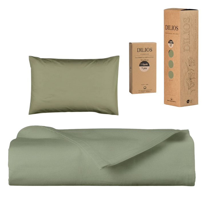 Set drap plat 150x260cm + 1 taie d'oreiller 50x70cm en coton