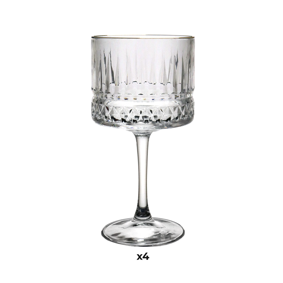 Set 4 coupelles en verre avec bordure dorée 500ML