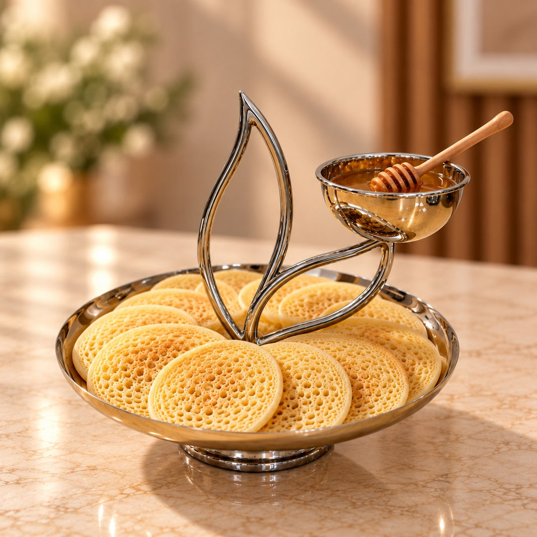 Présentoir à gâteaux en inox argenté 26cm