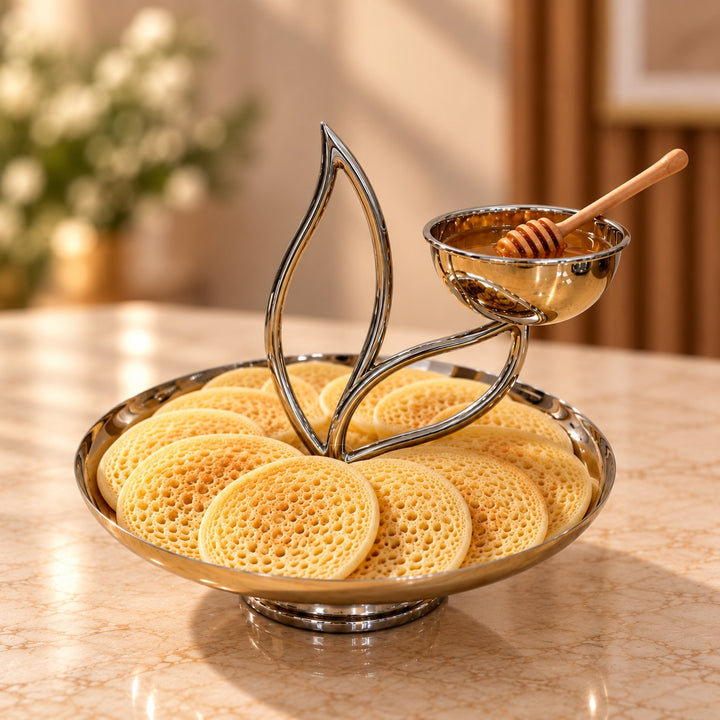 Présentoir à gâteaux en inox argenté 26cm
