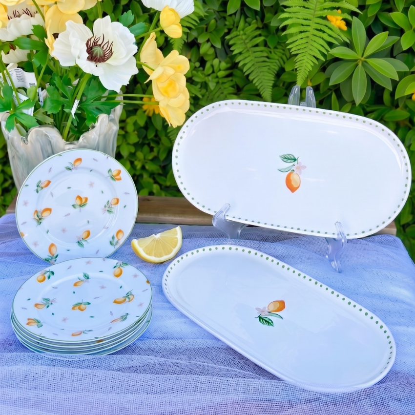 Set cake en porcelaine Lemon 8pcs