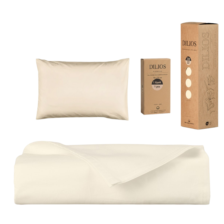 Set drap plat 150x260cm + 1 taie d'oreiller 50x70cm en coton