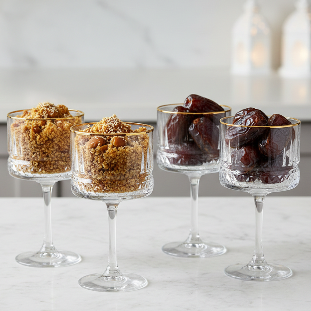 Set 4 coupelles en verre avec bordure dorée 500ML