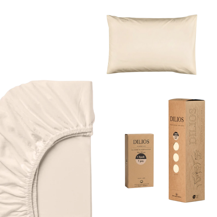 Set drap housse 90x200x25cm + 1 taie d'oreiller 50x70cm en coton