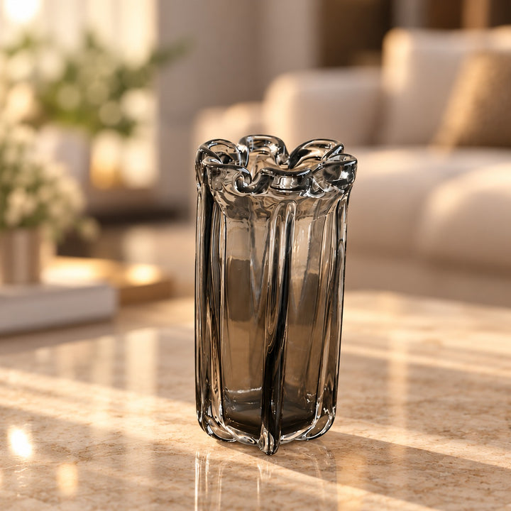 Vase en verre transparent noir 26cm