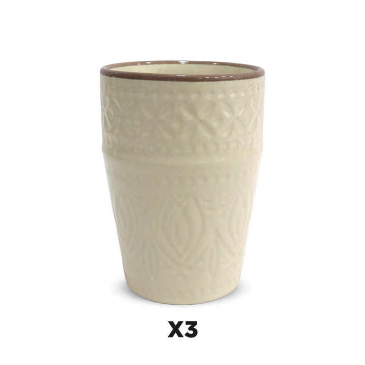 Set 6 assiettes creuses 22cm + 6 verres 300ML en céramique