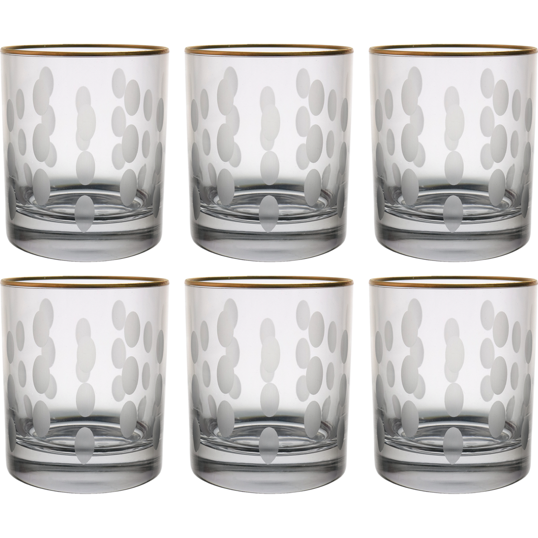6 verres à eau/jus gravés avec filet doré