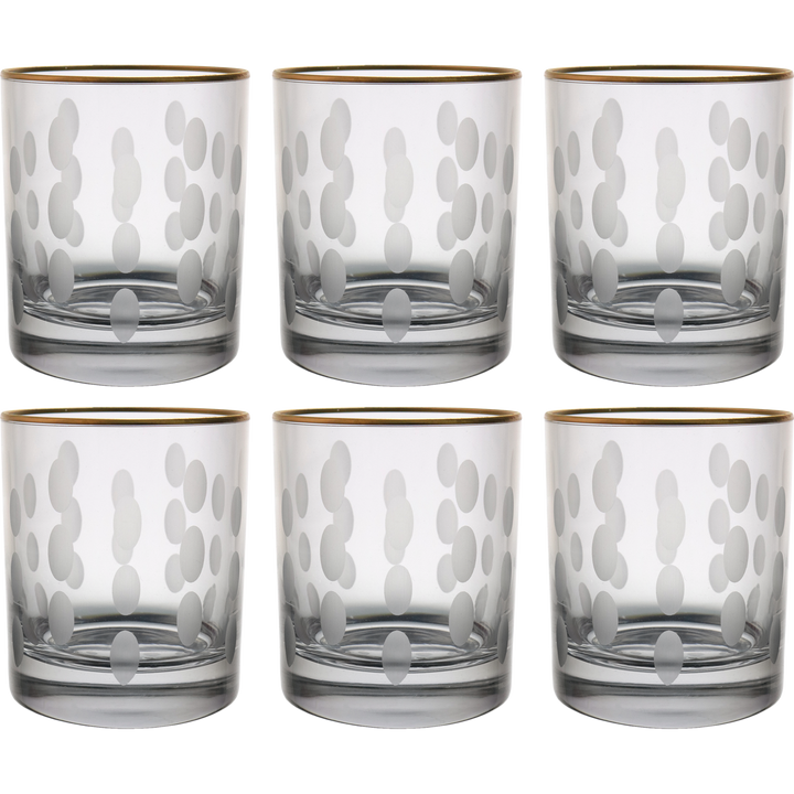 6 verres à eau/jus gravés avec filet doré