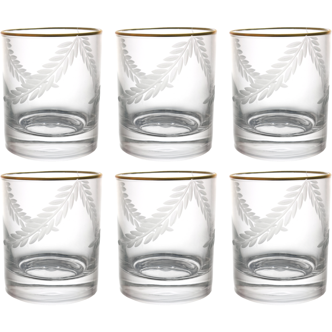 6 verres à eau/jus gravés avec filet doré