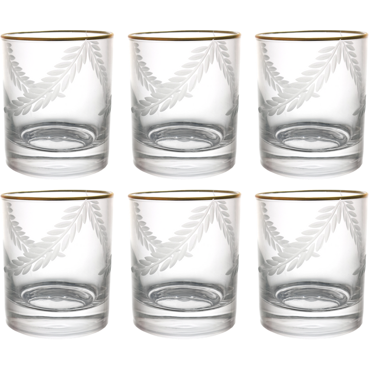 6 verres à eau/jus gravés avec filet doré