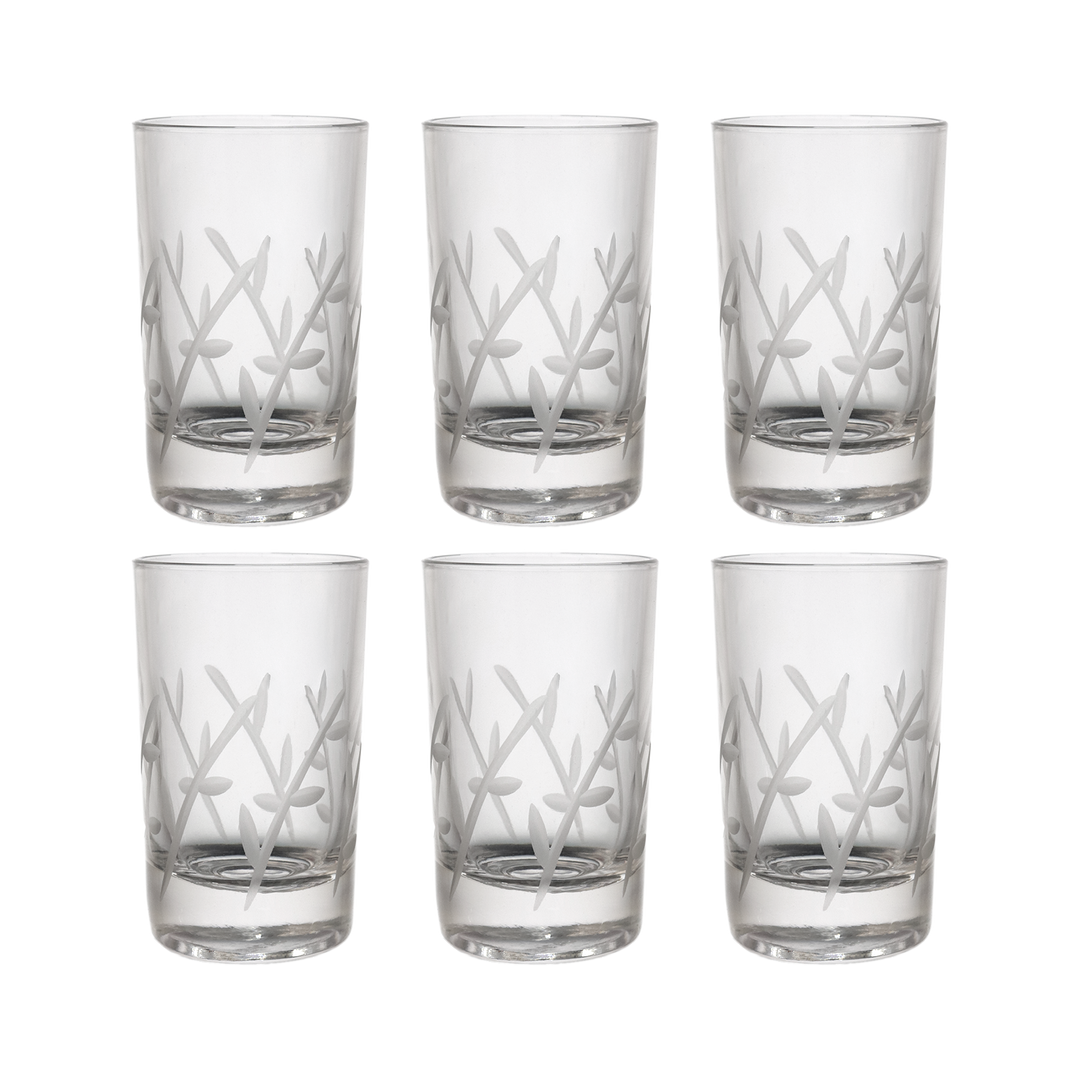 6 verres à café gravés
